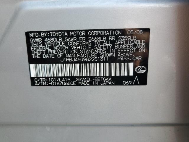 Photo 10 from auction – 2008 LEXUS ES 350 with VIN JTHBJ46G982251311