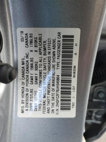 Photo 10 from auction – 2018 HONDA CIVIC EX with VIN 2HGFC2F76JH549864
