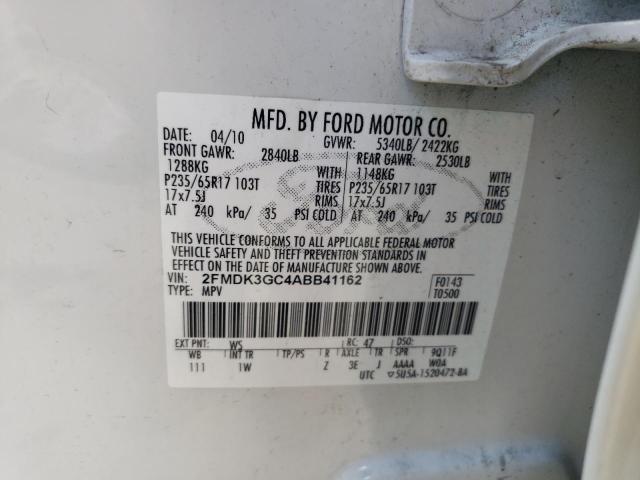 Photo 10 from auction – 2010 FORD EDGE SE with VIN 2FMDK3GC4ABB41162
