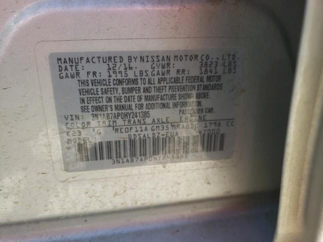 Photo 10 from auction – 2017 NISSAN SENTRA S with VIN 3N1AB7AP0HY241385