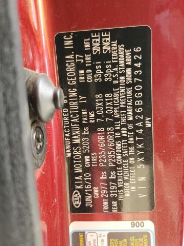 Photo 10 from auction – 2011 KIA SORENTO with VIN 5XYKT4A26BG073426