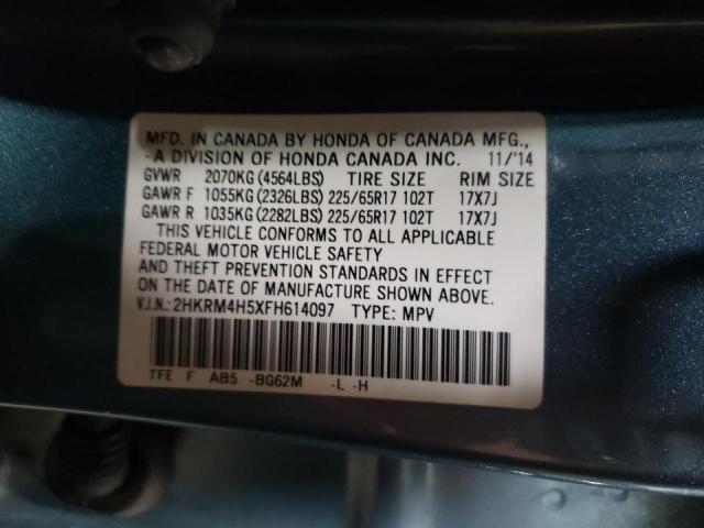 Photo 10 from auction – 2015 HONDA CR-V EX with VIN 2HKRM4H5XFH614097