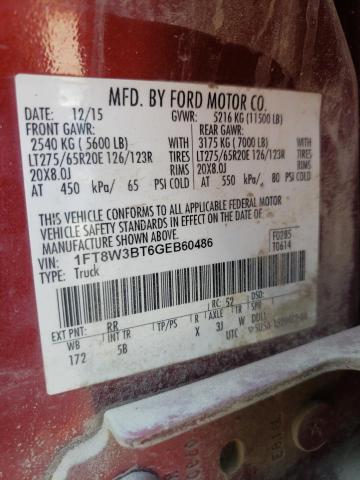 Photo 10 from auction – 2016 FORD F350 SUPER with VIN 1FT8W3BT6GEB60486