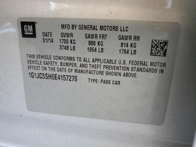 Photo 10 from auction – 2014 CHEVROLET SONIC LT with VIN 1G1JC5SH6E4157276