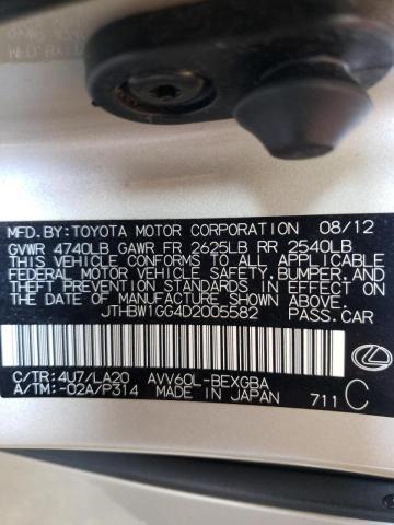 Photo 10 from auction – 2013 LEXUS ES 300H with VIN JTHBW1GG4D2005582