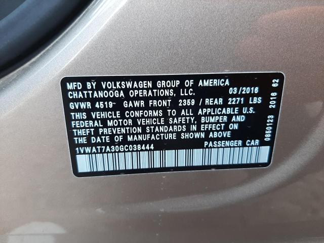 Photo 10 from auction – 2016 VOLKSWAGEN PASSAT with VIN 1VWAT7A30GC038444