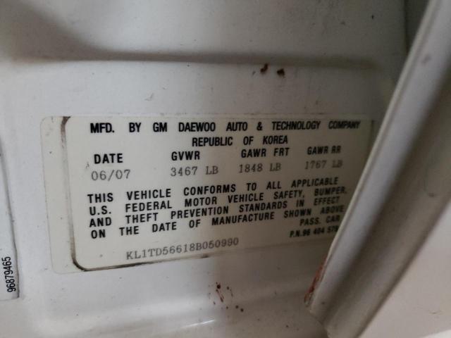 Photo 10 from auction – 2008 CHEVROLET AVEO BASE with VIN KL1TD56618B050990