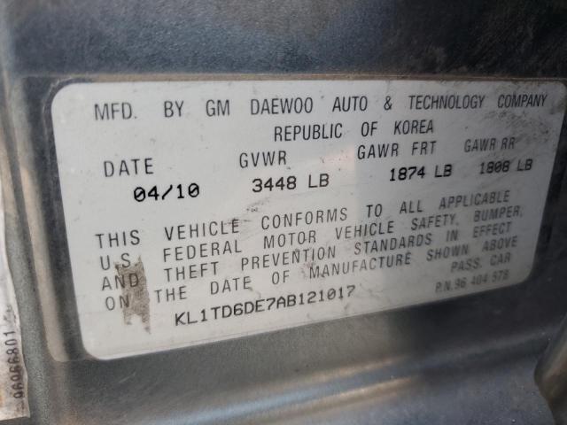 Photo 10 from auction – 2010 CHEVROLET AVEO LS with VIN KL1TD6DE7AB121017