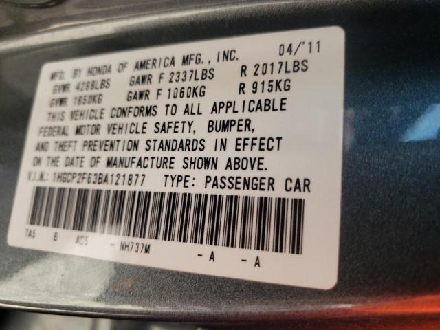 Photo 10 from auction – 2011 HONDA ACCORD SE with VIN 1HGCP2F63BA121877