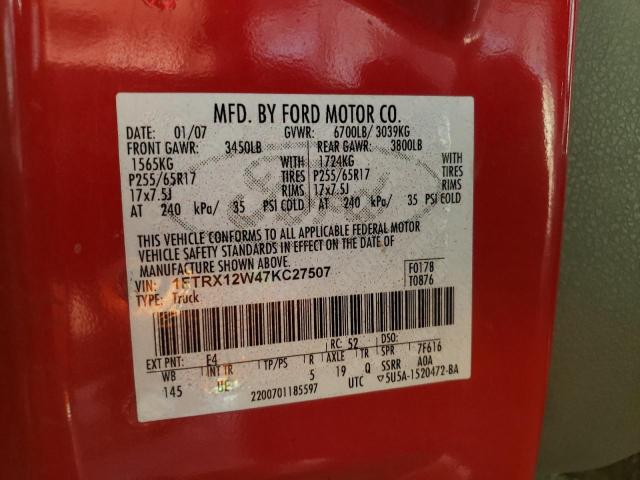Photo 10 from auction – 2007 FORD F150 with VIN 1FTRX12W47KC27507