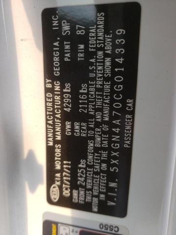 Photo 10 from auction – 2012 KIA OPTIMA with VIN 5XXGN4A70CG014339