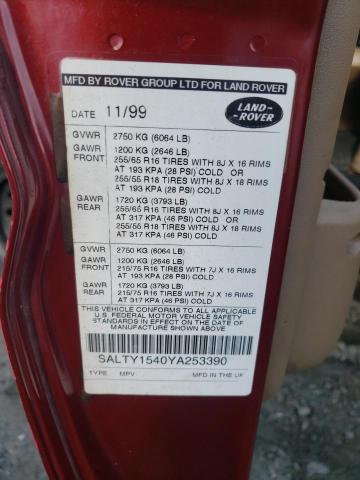 Photo 10 from auction – 2000 LAND ROVER DISCOVERY with VIN SALTY1540YA253390