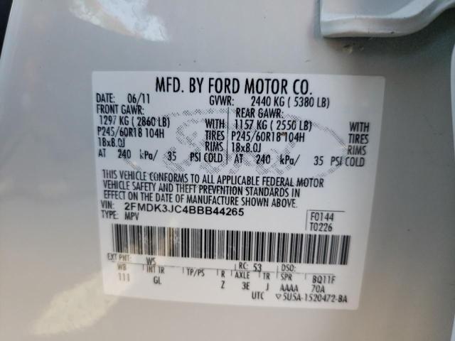 Photo 10 from auction – 2011 FORD EDGE SEL with VIN 2FMDK3JC4BBB44265