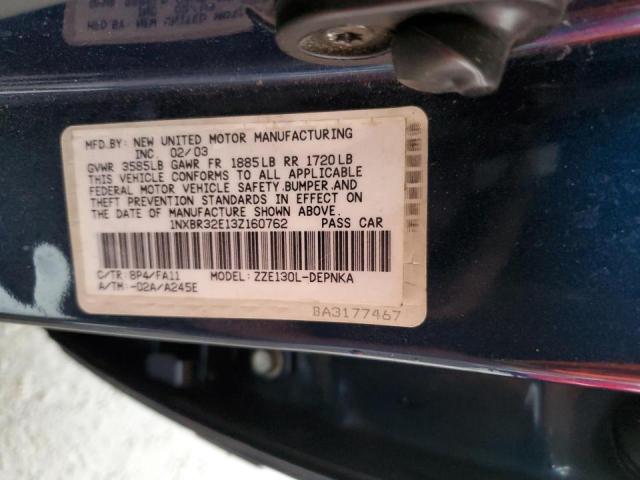 Photo 10 from auction – 2003 TOYOTA COROLLA CE with VIN 1NXBR32E13Z160762