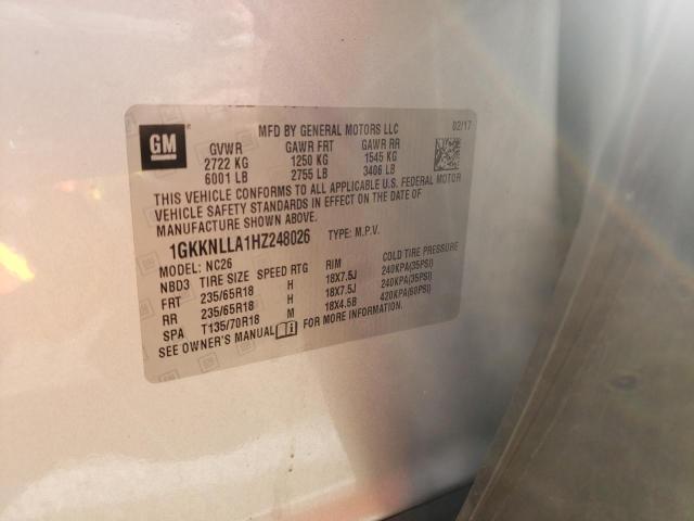 Photo 10 from auction – 2017 GMC ACADIA SLE with VIN 1GKKNLLA1HZ248026