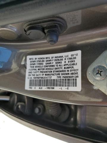 Photo 10 from auction – 2012 HONDA CIVIC with VIN 19XFB2F88CE047737