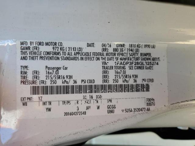 Photo 10 from auction – 2016 FORD FOCUS with VIN 1FADP3F28GL325274