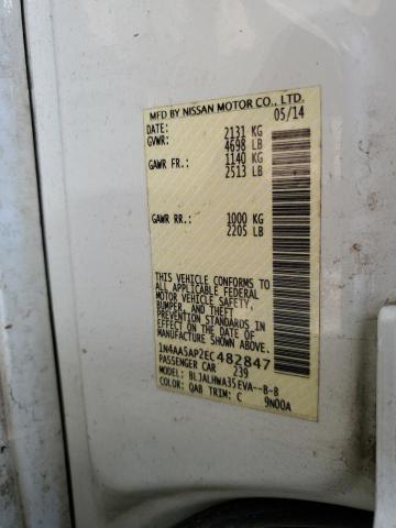 Photo 10 from auction – 2014 NISSAN MAXIMA S with VIN 1N4AA5AP2EC482847