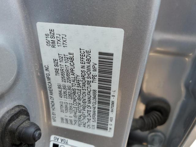 Photo 10 from auction – 2016 HONDA CR-V SE with VIN 5J6RM4H47GL084668