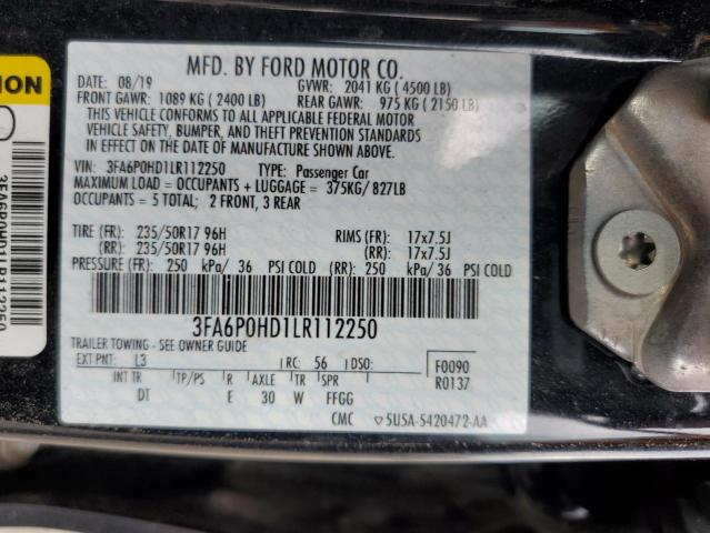 Photo 10 from auction – 2020 FORD FUSION SE with VIN 3FA6P0HD1LR112250