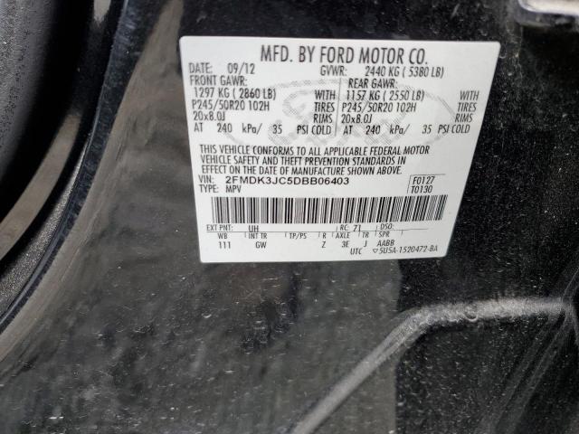 Photo 10 from auction – 2013 FORD EDGE SEL with VIN 2FMDK3JC5DBB06403