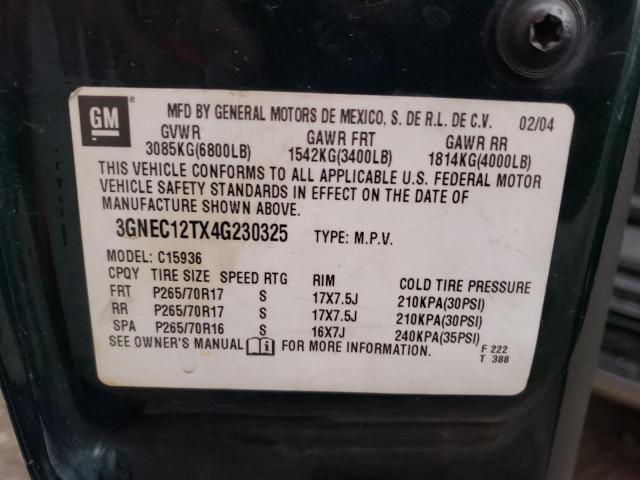 Photo 10 from auction – 2004 CHEVROLET AVALANCHE with VIN 3GNEC12TX4G230325