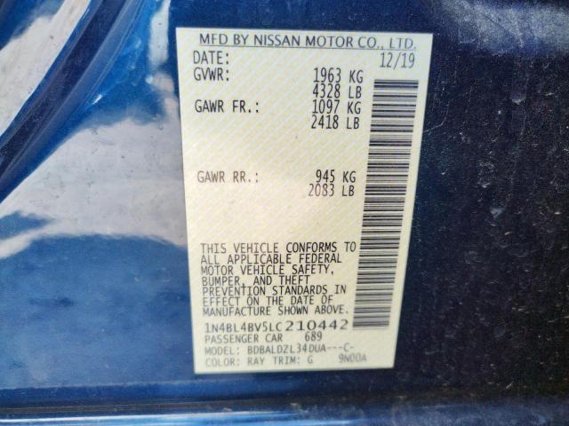 Photo 10 from auction – 2020 NISSAN ALTIMA S with VIN 1N4BL4BV5LC210442