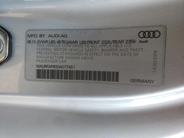 Photo 10 from auction – 2013 AUDI A5 PREMIUM with VIN WAURFAFR0DA077451