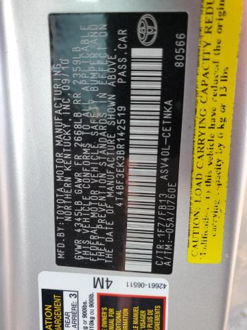 Photo 10 from auction – 2011 TOYOTA CAMRY BASE with VIN 4T4BF3EK3BR142519