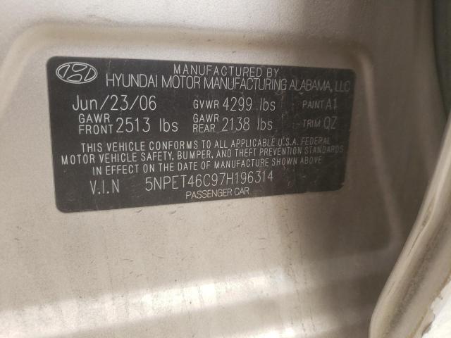 Photo 10 from auction – 2007 HYUNDAI SONATA GLS with VIN 5NPET46C97H196314
