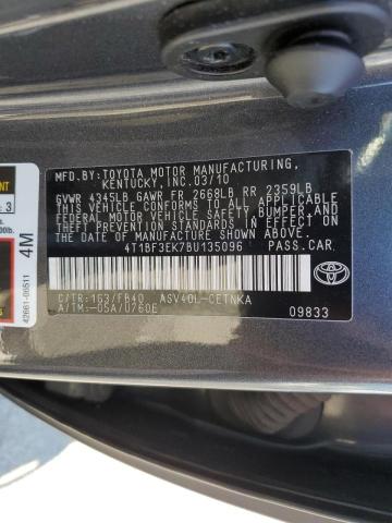 Photo 10 from auction – 2011 TOYOTA CAMRY BASE with VIN 4T1BF3EK7BU135096