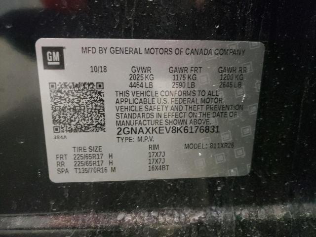 Photo 10 from auction – 2019 CHEVROLET EQUINOX LT with VIN 2GNAXKEV8K6176831