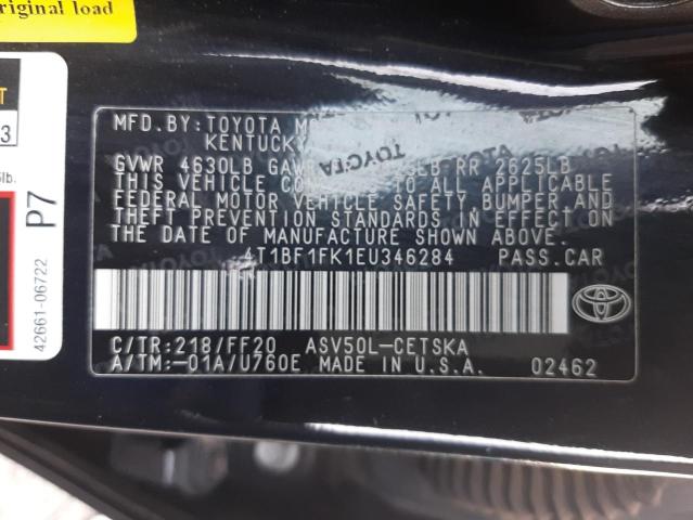 Photo 10 from auction – 2014 TOYOTA CAMRY L with VIN 4T1BF1FK1EU346284
