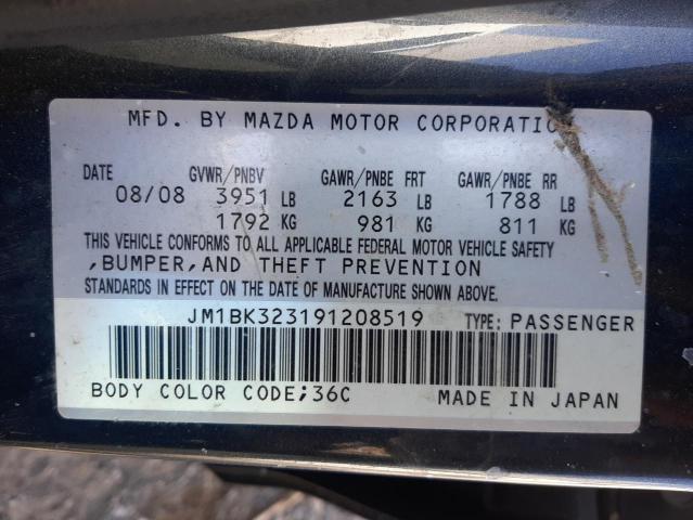 Photo 10 from auction – 2009 MAZDA 3 S with VIN JM1BK323191208519
