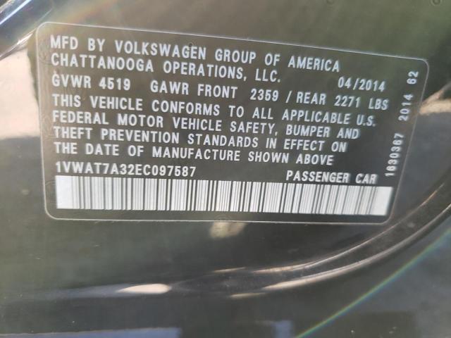 Photo 10 from auction – 2014 VOLKSWAGEN PASSAT S with VIN 1VWAT7A32EC097587