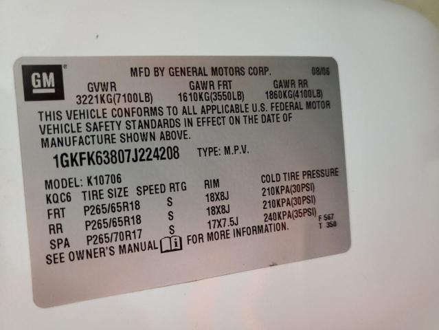 Photo 10 from auction – 2007 GMC YUKON DENA with VIN 1GKFK63807J224208