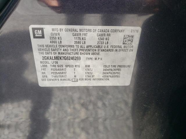 Photo 10 from auction – 2016 GMC TERRAIN SL with VIN 2GKALMEK7G6246269