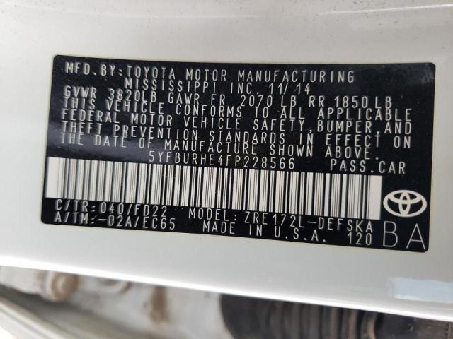 Photo 10 from auction – 2015 TOYOTA COROLLA L with VIN 5YFBURHE4FP228566