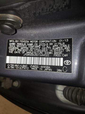 Photo 10 from auction – 2013 TOYOTA PRIUS with VIN JTDKN3DU5D1644022