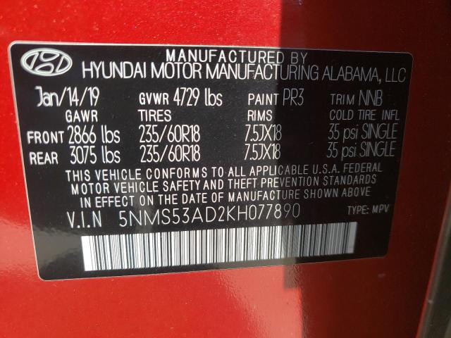 Photo 10 from auction – 2019 HYUNDAI SANTA FE L with VIN 5NMS53AD2KH077890