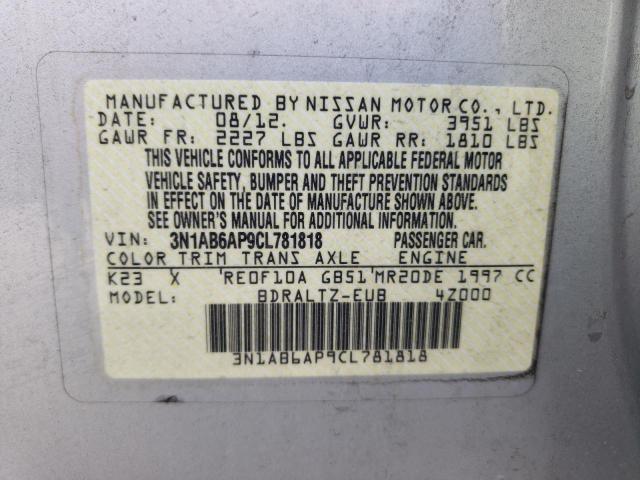 Photo 10 from auction – 2012 NISSAN SENTRA with VIN 3N1AB6AP9CL781818