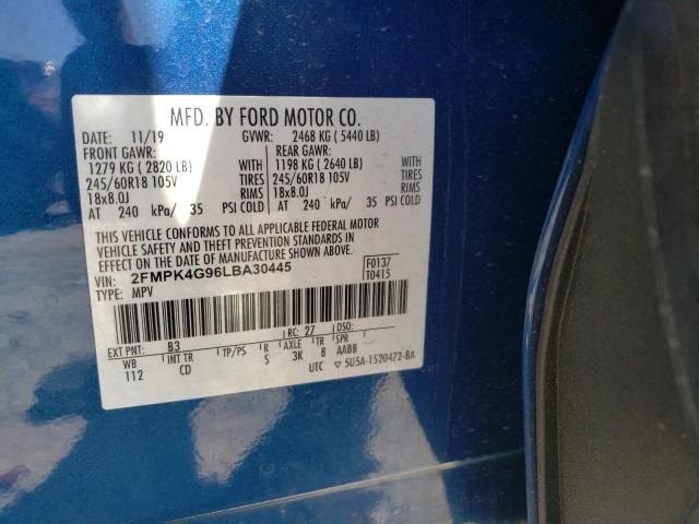 Photo 10 from auction – 2020 FORD EDGE SE with VIN 2FMPK4G96LBA30445