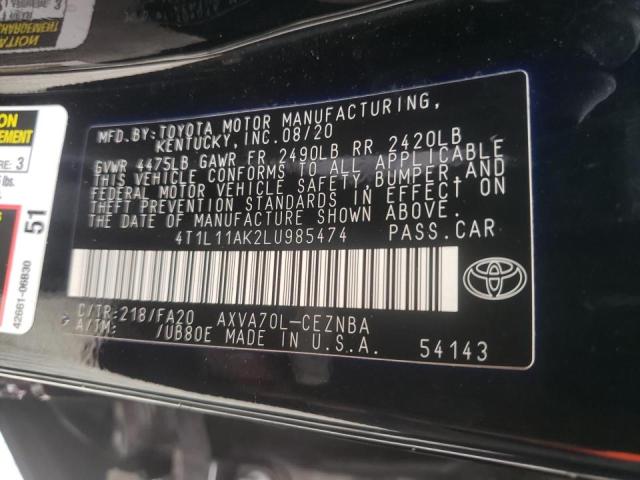 Photo 10 from auction – 2020 TOYOTA CAMRY LE with VIN 4T1L11AK2LU985474
