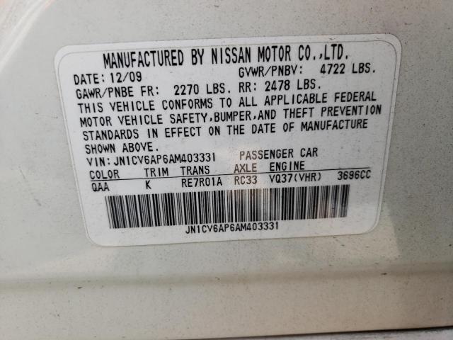 Photo 10 from auction – 2010 INFINITI G37 BASE with VIN JN1CV6AP6AM403331