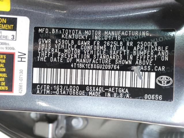 Photo 10 from auction – 2016 TOYOTA AVALON XLE with VIN 4T1BK1EBXGU209764