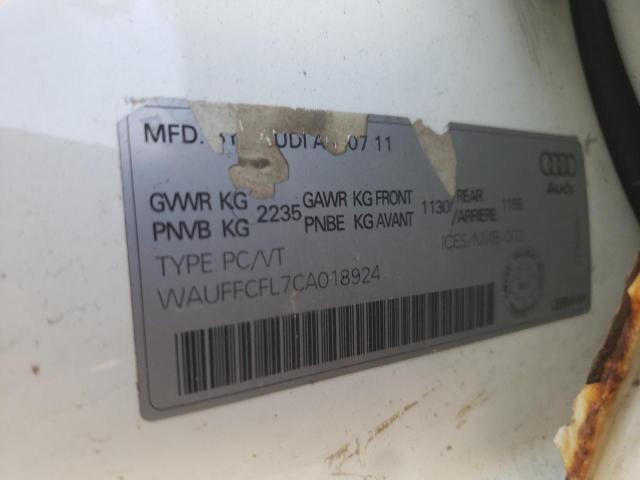 Photo 10 from auction – 2012 AUDI A4 PREMIUM with VIN WAUFFCFL7CA018924