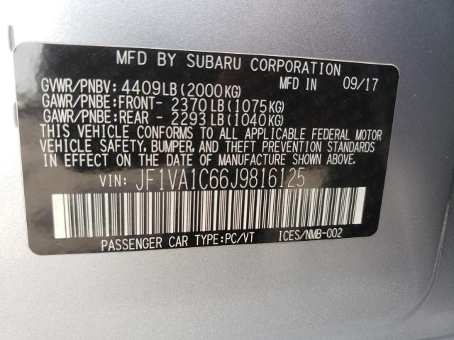 Photo 10 from auction – 2018 SUBARU WRX PREMIU with VIN JF1VA1C66J9816125
