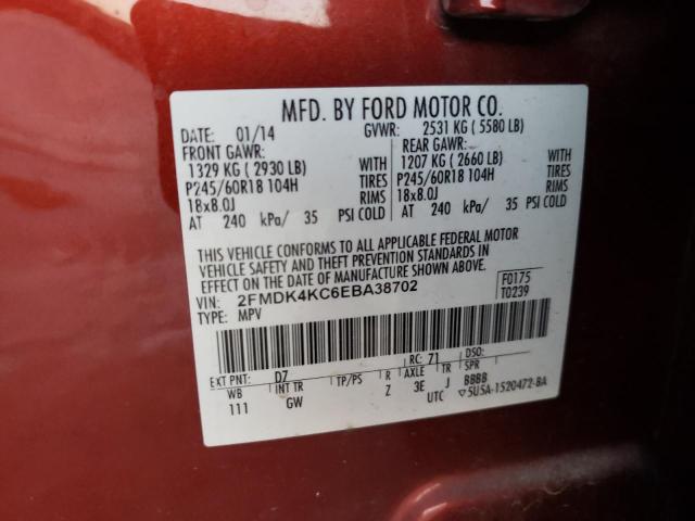 Photo 10 from auction – 2014 FORD EDGE LIMIT with VIN 2FMDK4KC6EBA38702