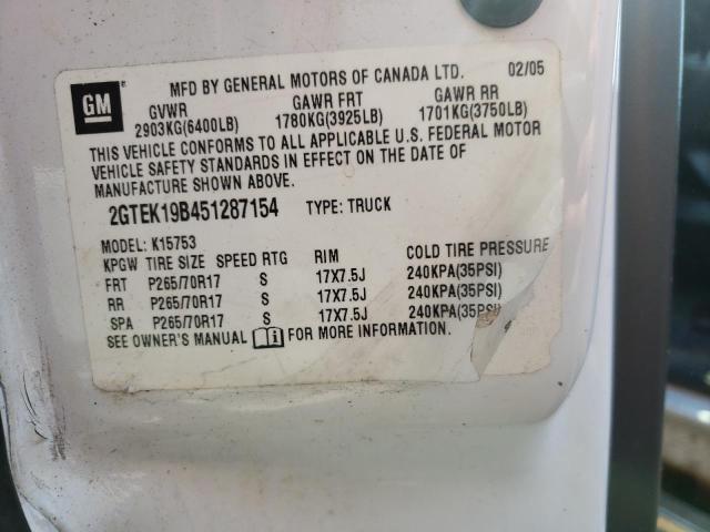 Photo 10 from auction – 2005 GMC SIERRA 150 with VIN 2GTEK19B451287154
