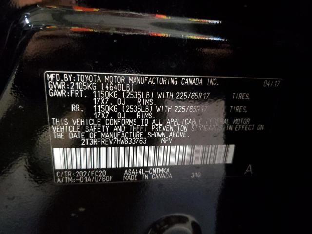 Photo 10 from auction – 2017 TOYOTA RAV4 XLE with VIN 2T3RFREV7HW633763